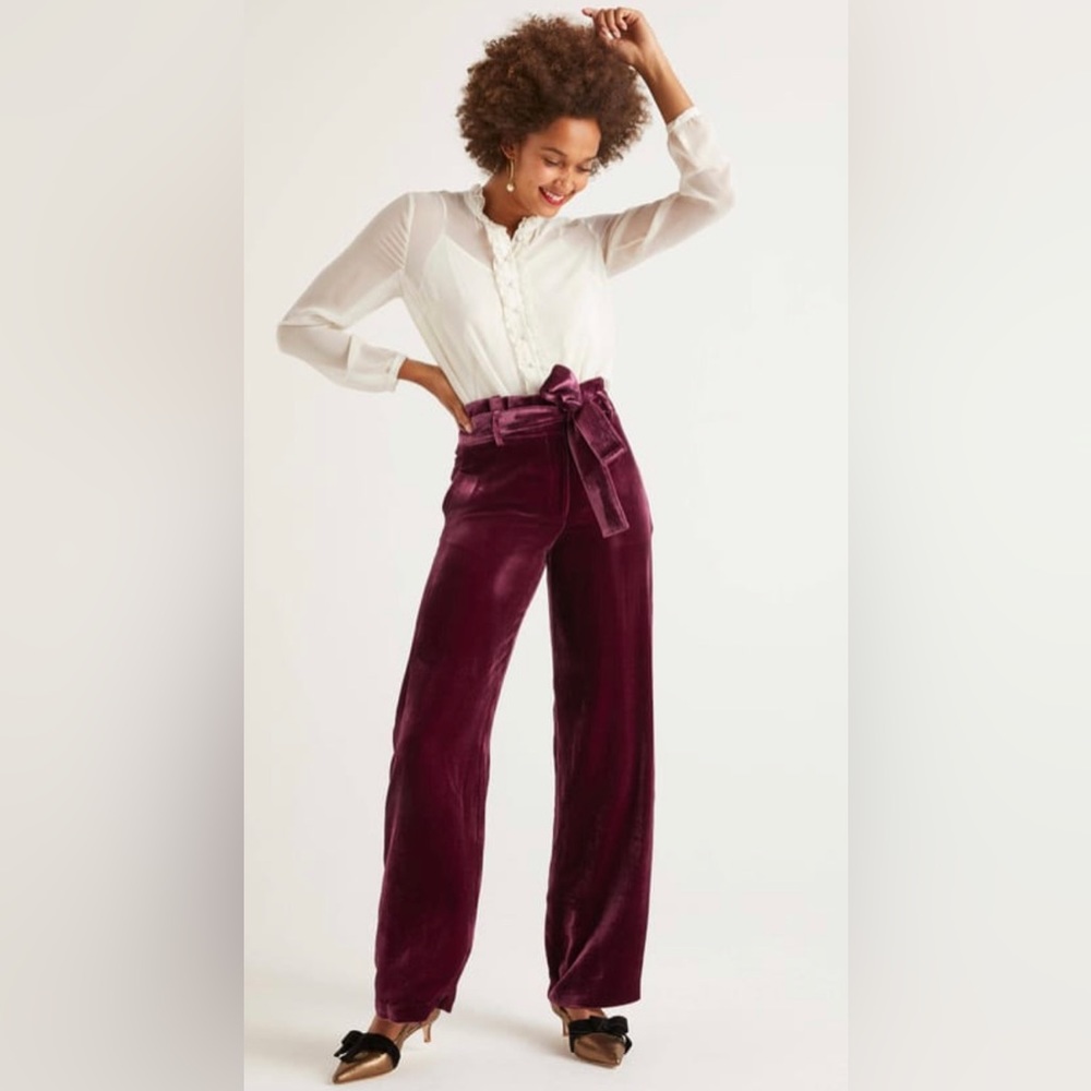 Boden Haverhill Velvet Trousers Plum